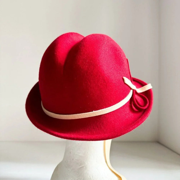 Vintage Lancaster Wool Felt Ladies Red Fedora L main image 6